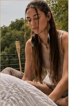 A participant in contemplative practice at Frequency House